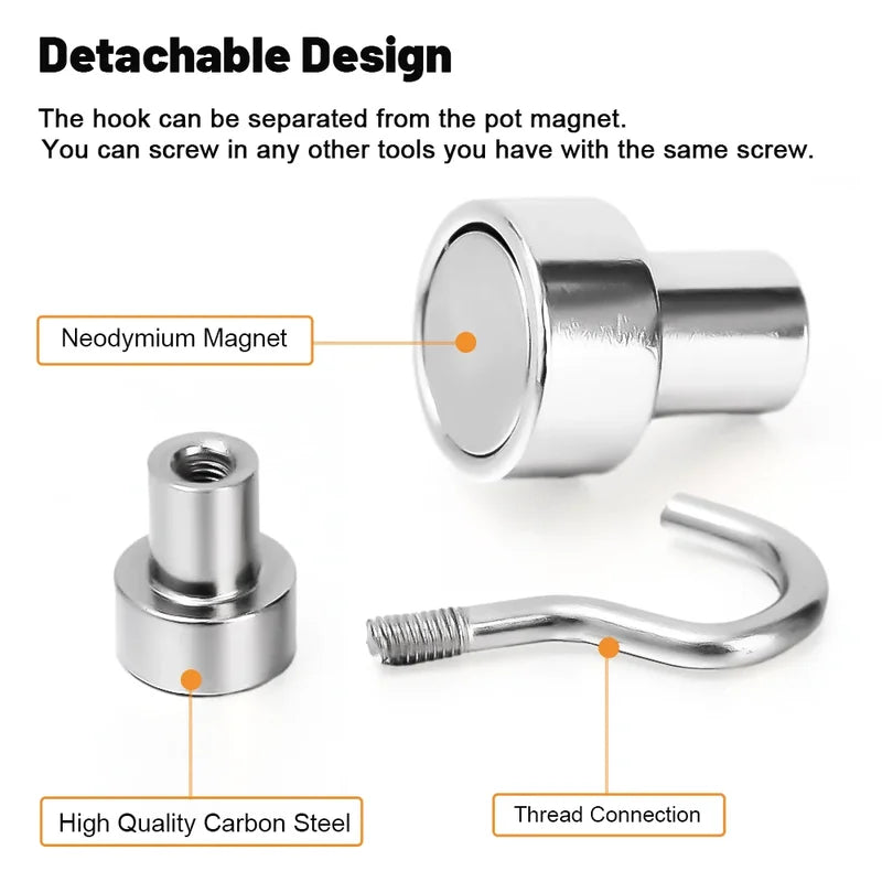 Heavy Duty Magnetic Wall Hooks Set - Strong Metal Key & Tool Hangers for Home Kitchen Bathroom