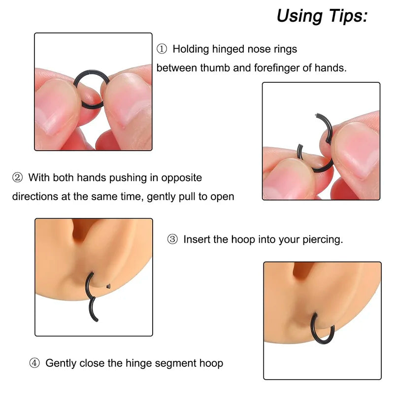 Unisex Minimalist Segment Nose Ring Hoop Cartilage Tragus Helix Septum Jewelry