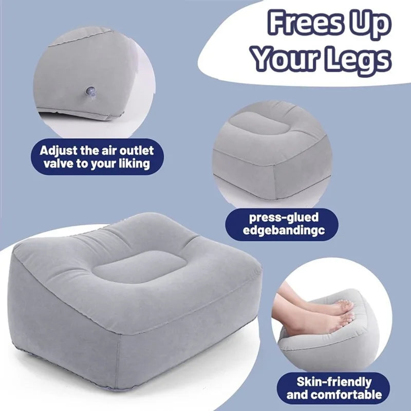 Inflatable Footrest Pillow for Travel Office Home Support PVC Air Cushion
