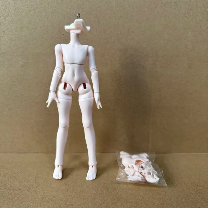 Movable 16cm Pink and White BJD Doll with Joint Handles and Accessories