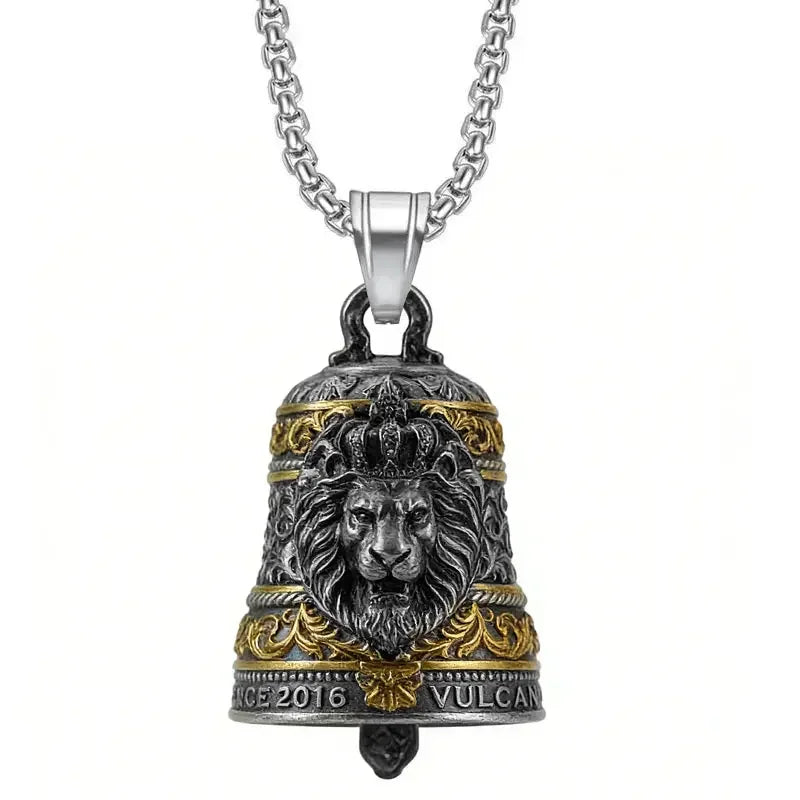 Motorcycle Bell Pendant Necklace Punk Lucky Jewelry for Men