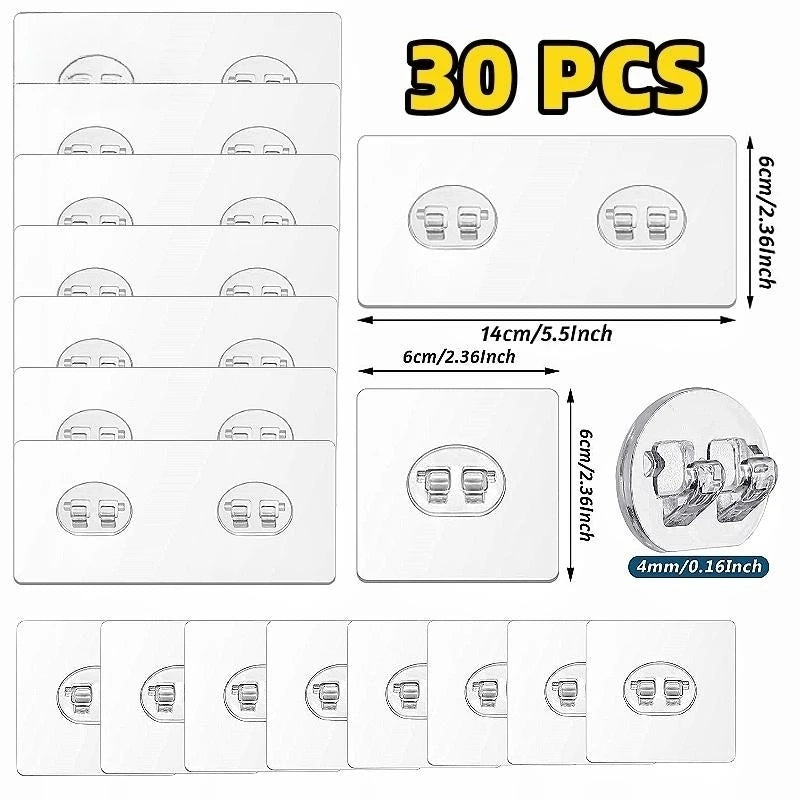 30 Pack Strong Adhesive Wall Hooks No Drilling Waterproof Bathroom Mounts