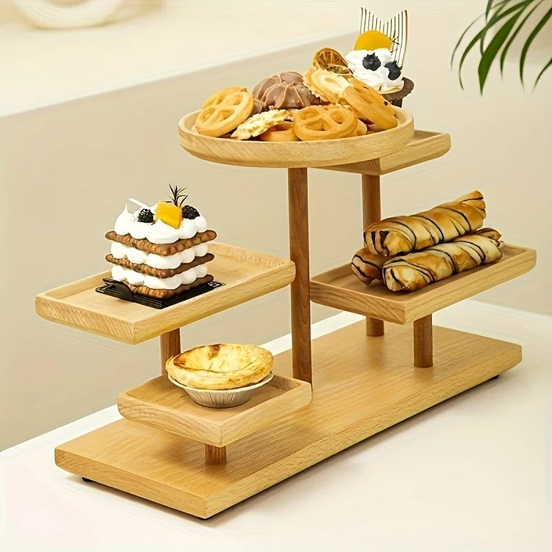 Multi-Layer Wooden Jewelry Display & Storage Rack - Plant & Bead Organizer