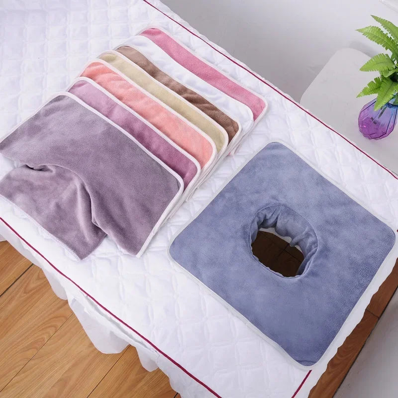 Velvet Face Towel with Face Hole for Spa Massage Bed 35x35cm - Thickened