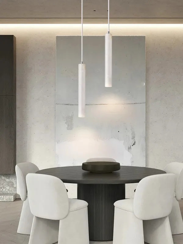 Modern LED Pendant Light Fixture with Wooden Tube Ceiling Lamp for Bedroom & Living Room