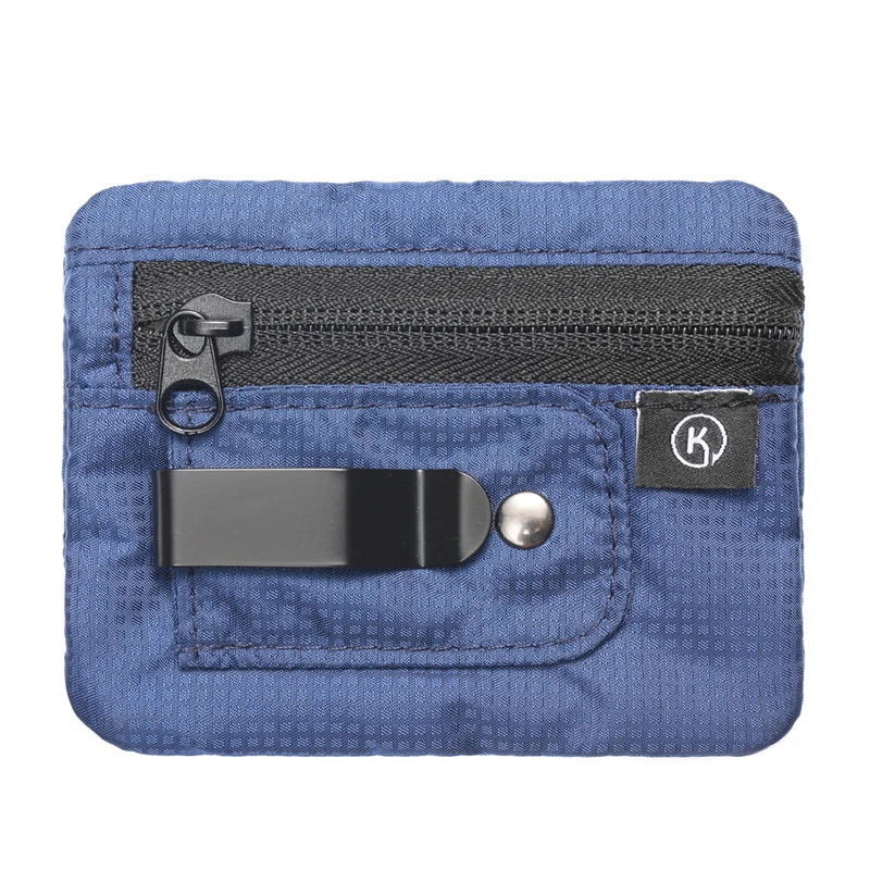 Mini Coin Purse RFID Blocking Fabric Wallet with Zipper & Belt Clip - Organizer for Cash & Coins