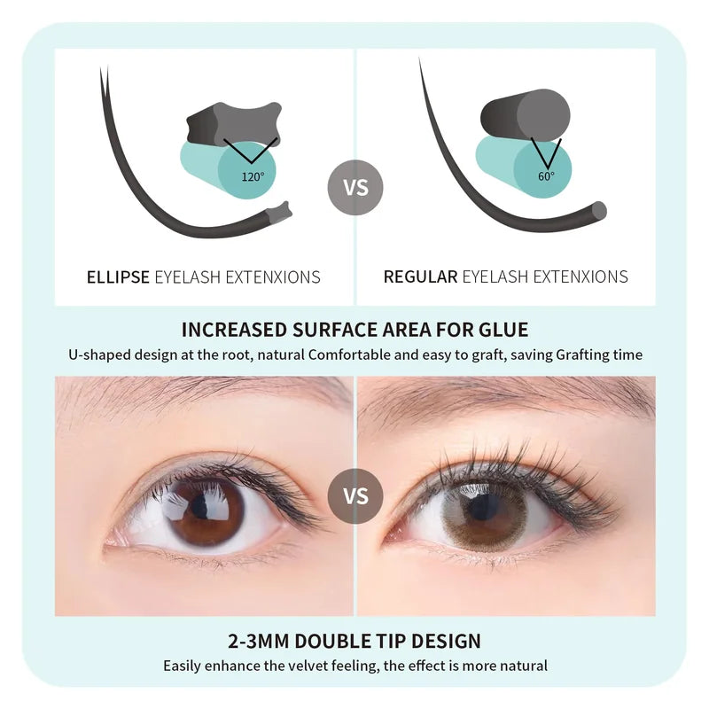 False Eyelash Extensions Flat Ellipse Mink Lashes - Natural Matte Finish