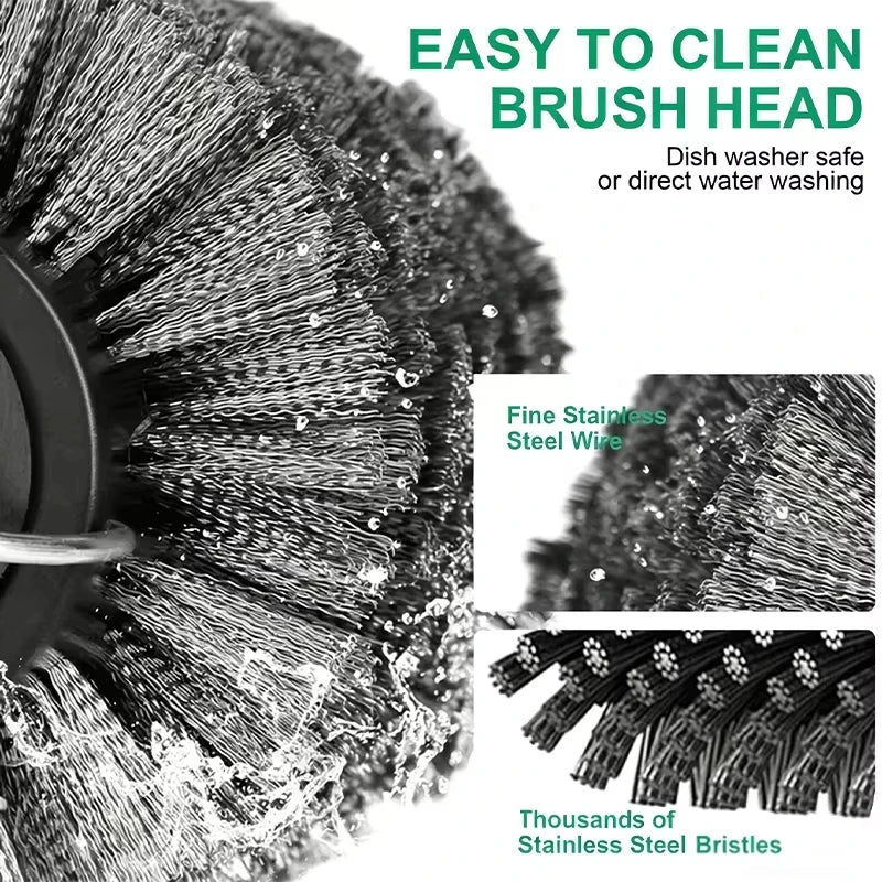 Wireless Electric Grill Cleaner Brush for Outdoor BBQ Stainless Steel Rotating Brush