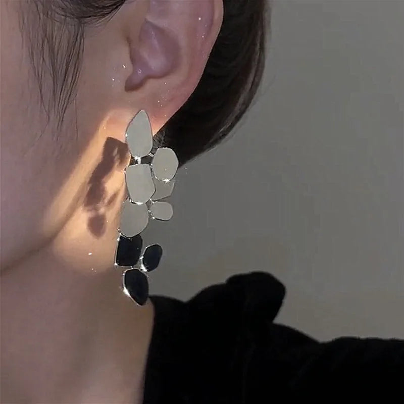 Long Exaggerated Hanging Earrings for Women Multi-Layer Irregular Metal Pendants Jewelry Gift