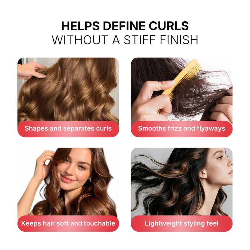 Curl Defining Leave-In Cream for Wavy, Curly & Coily Hair - Frizz Control & Soft Curls