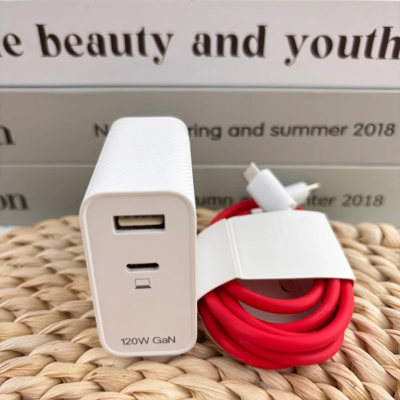 120W GaN Fast Charger with Dual USB Ports for OnePlus, , Samsung, iPhone