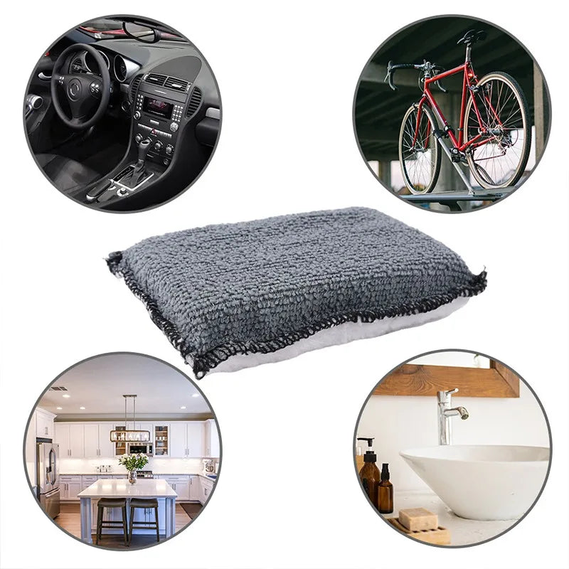 Double Side Car Interior Scrubbing Sponge for Leather & Surface Cleaning - Microfiber Wash Pad, 1-5 Pack