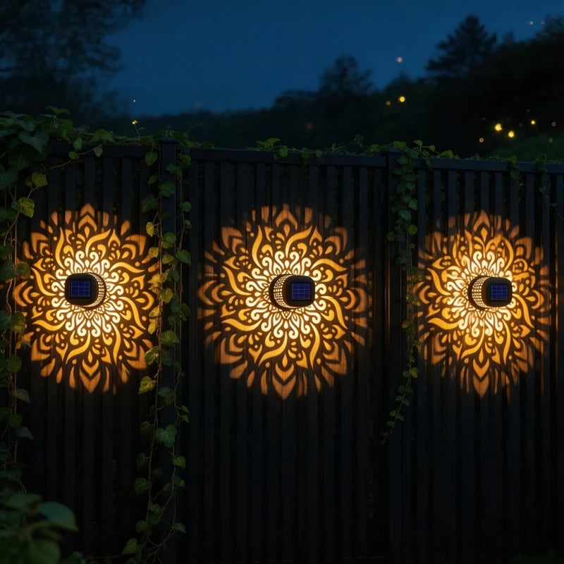 Decorative Solar Mandala Lights for Outdoor Garden Patio Wall Deck Yard