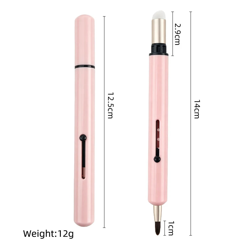 Retractable Lip Brush with Silicone Blending Head - Makeup Applicator Tool