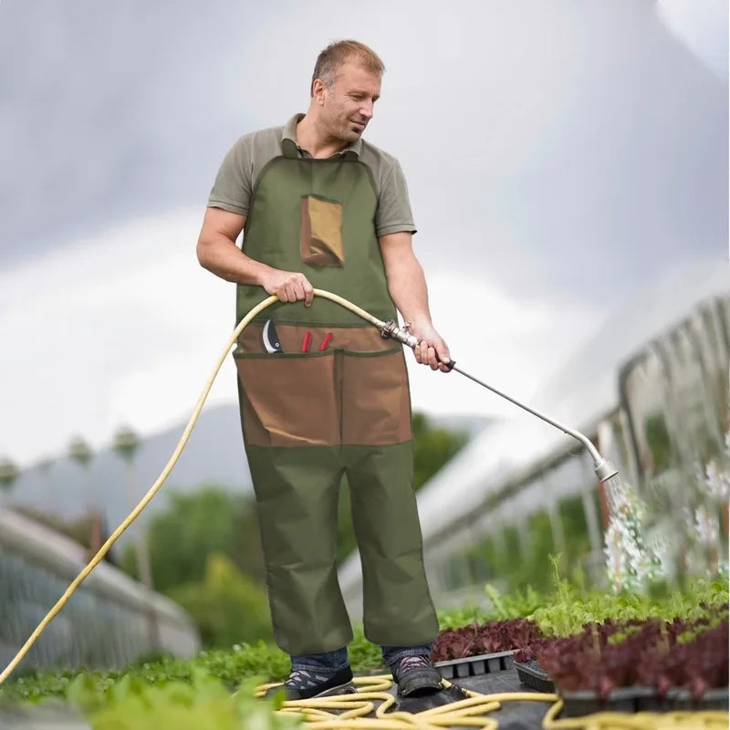 Gardening Apron with Multiple Pockets and Leg Protection for Outdoor Work
