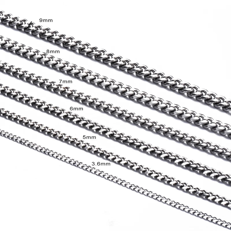Men's Stainless Steel Cuban Link Chain Necklace - Multiple Lengths & Colors