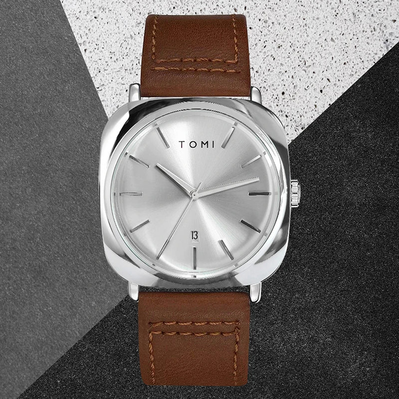Men's Minimalist Business Square Disc Watch - Elegant Quartz Timepiece