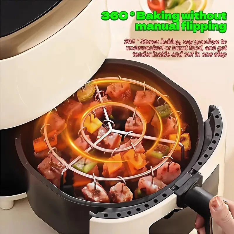 Air Fryer Grill Set with 304 Steel Vertical Grill and 24 Skewers for 3-6QT Models