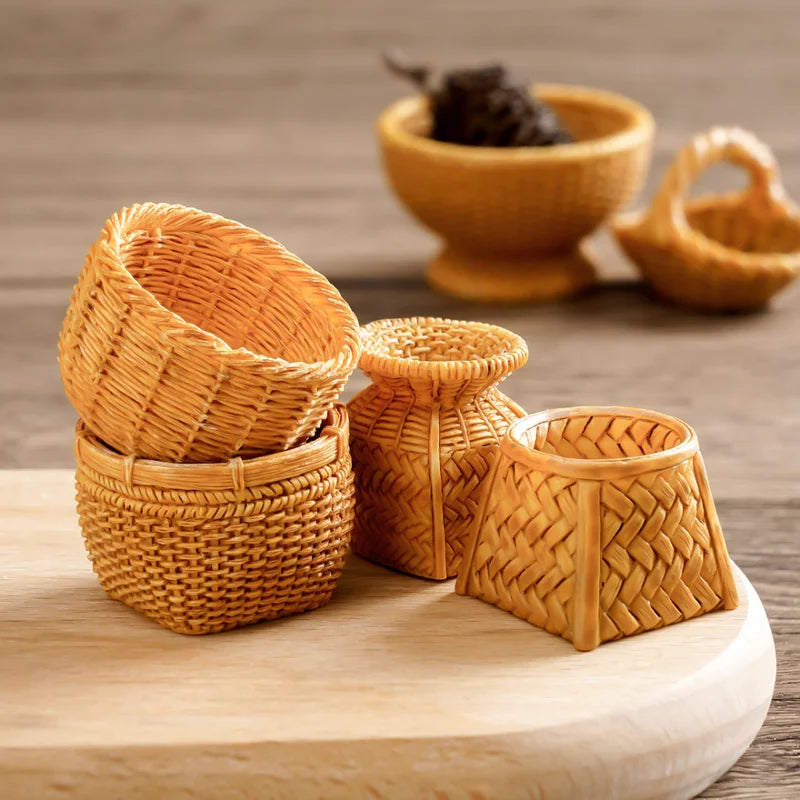 Mini Simulated Rattan Basket Dollhouse Food & Decor Accessory - Creative Craft