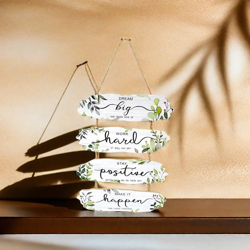 Rustic Wooden Inspirational Wall Decor Sign with Quotes for Home & Holiday