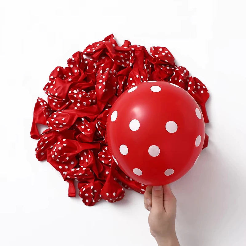 17pcs Red Polka Dot Latex Balloons 12 Inch Party Decorations for Birthday Wedding Valentine