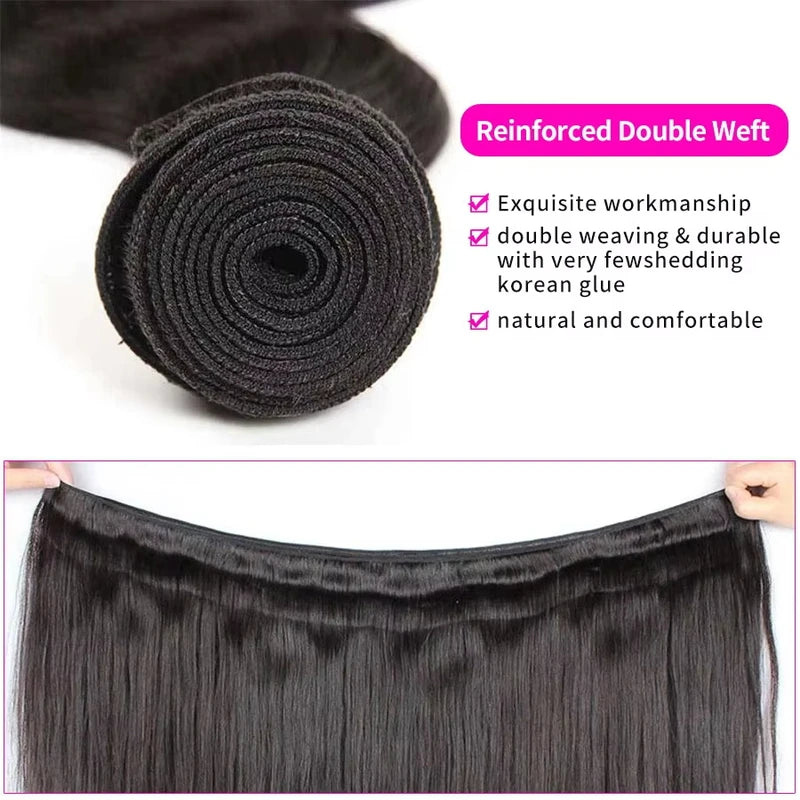 Brazilian Virgin Hair Bundles with Lace Closure - Remy Human Hair Body Wave 3/4 Set