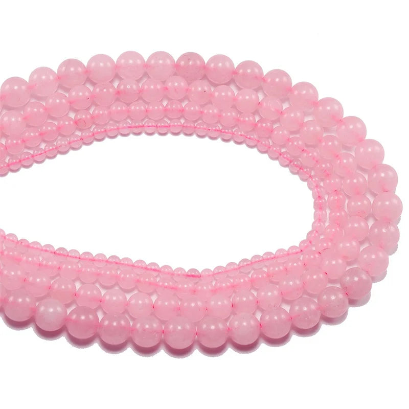 Pink Rose Crystal Quartz Beads for Jewelry Making - Natural Stone Loose Round Beads 6-10mm