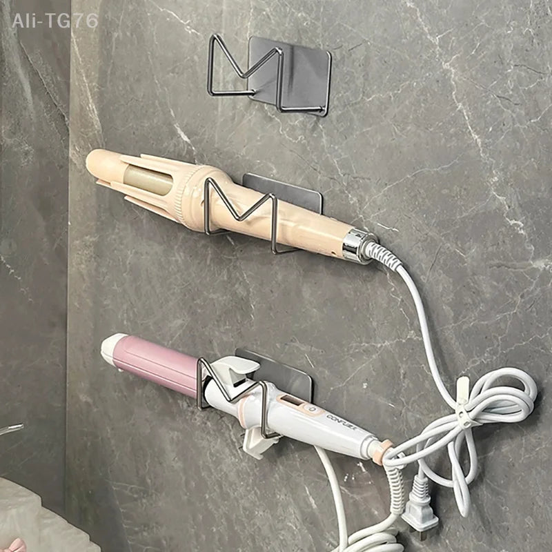 Wall Mounted Hair Dryer Holder Stainless Steel Storage Rack Bathroom Organizer