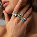 6-Piece Acrylic Rhinestone Adjustable Open Stackable Finger Rings for Women