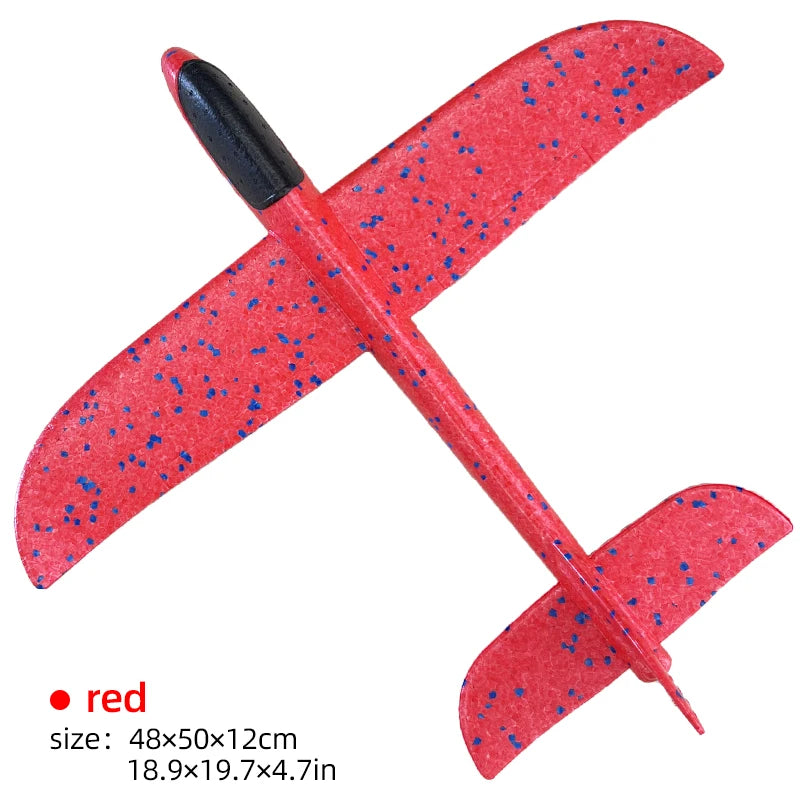 Large Foam Glider Airplane Toy with LED Light for Kids Outdoor Flying Fun - 33cm to 50cm