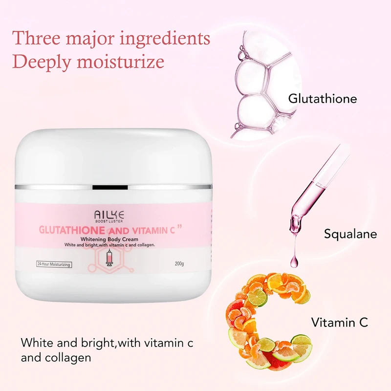 Whitening Body Cream with Glutathione & Vitamin C for All Skin Types - 200ml