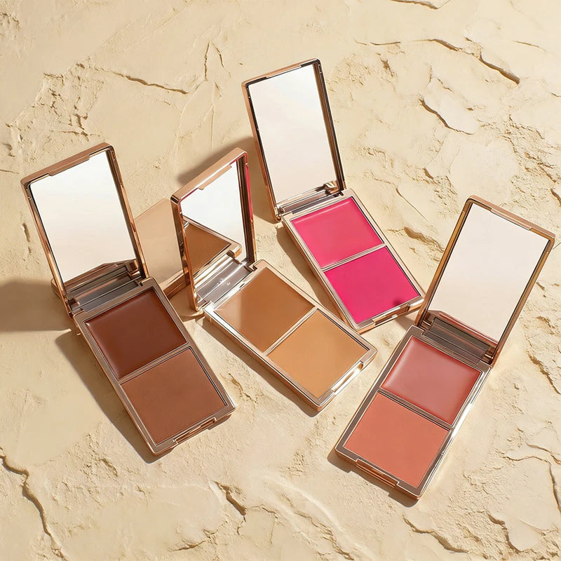 2-in-1 Gold-Plated Matte Waterproof Blush Cream for Face & Cheeks - Long Lasting Makeup