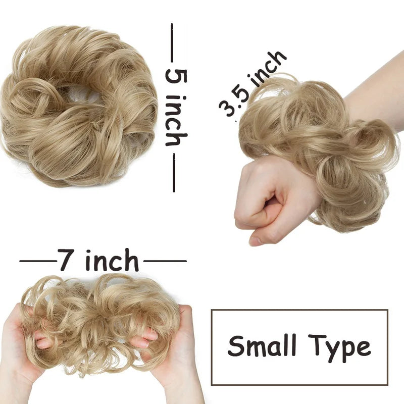 Disheveled Fluffy Wig Hair Bun Band - Natural High-Temperature Synthetic Curl