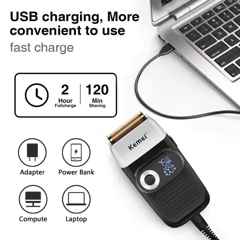 Rechargeable Electric Razor & Beard Trimmer for Men - LCD Display, 2-in-1 Shaving & Trimming