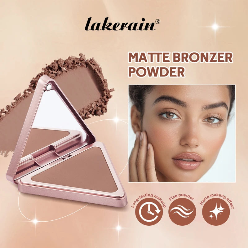 Matte Bronzer Powder for Face - Long Lasting, Waterproof, Oil-Control Makeup