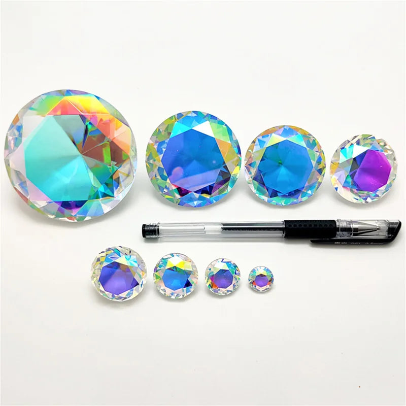 Rainbow K9 Crystal Prism Gemstone Tip Bottom Glass Decor for Wedding & Home