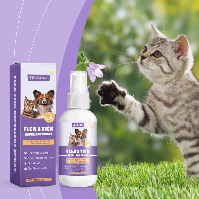 Pet Flea & Tick Repellent Spray Natural Ingredients 50ml - Relieves Skin Itching