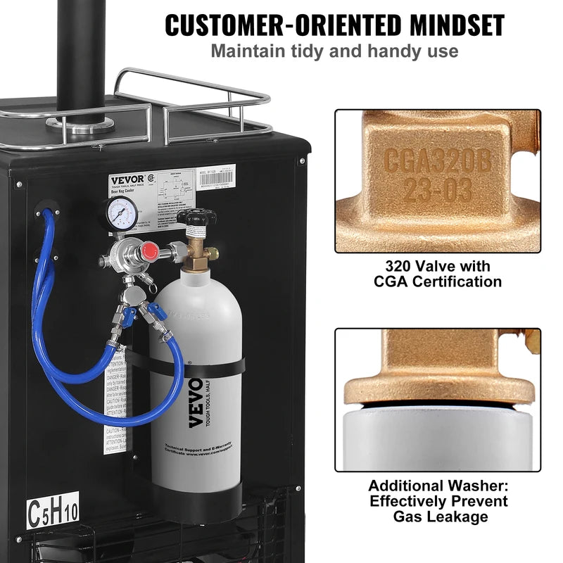 5 Lbs Aluminum CO2 Tank with Gray Powder Coating and CGA320 Valve