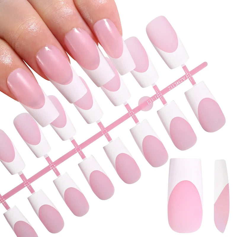 120Pcs Medium Long Square Acrylic Fake Nails Full Cover French Press-On Nails for Women