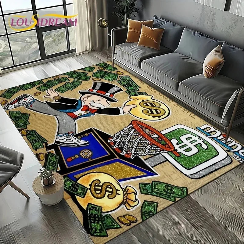 3D Cartoon Man Game Monopoly Doormat Non Slip Entryway Rug for Living Room Bedroom