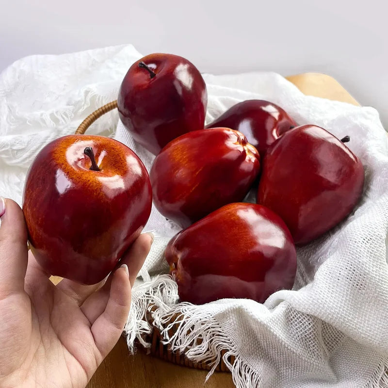 Artificial Apple Decor Snow White Faux Fruit for Home Kitchen Party Decor