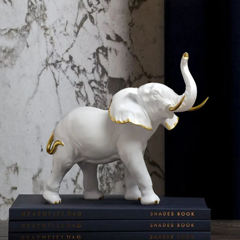 Resin Elephant Figurines for Home Decor Lucky Fortune Ornament Collection