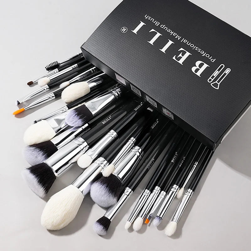 Professional Makeup Brush Set with Natural Goat Hair for Foundation Contour Eyeshadow