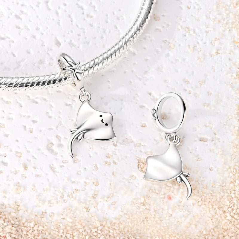 Summer Series Sterling Silver Charms Bead Marine Life Pendant Jewelry Gift