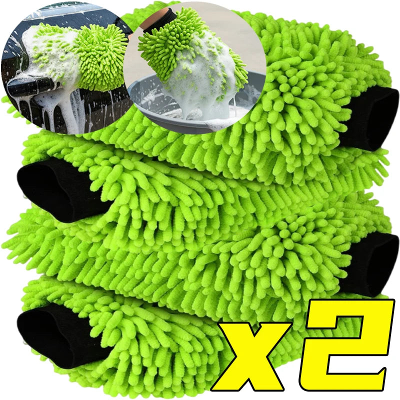 Microfiber Car Wash Gloves Scratch-Free Dual-Sided Cleaning Tool Portable Gloves