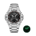 Men's Rotating Windmill Watch with Long Battery Life, Timer & Alarm, Stainless Steel Strap