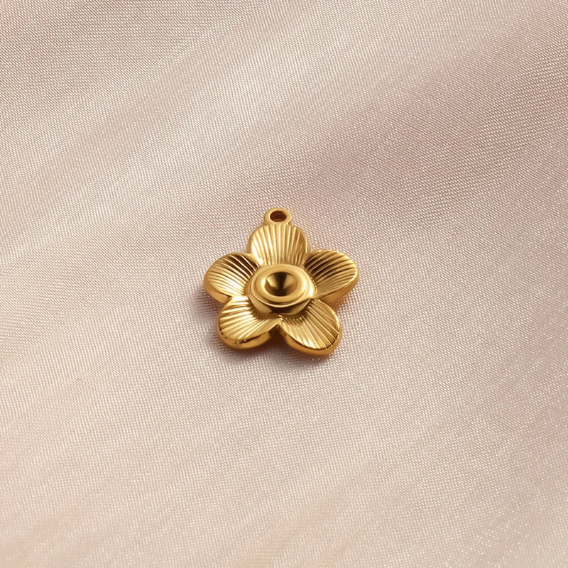 6Pcs Stainless Steel Dainty Flower Petal Pendant Jewelry Making Charms Wholesale