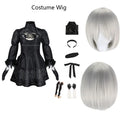 Yorha 2B Cosplay Costume Full Set - Black Leotard Dress with Wig Gloves Eyemask Socks