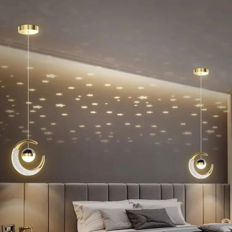 Fan-Shaped Crystal LED Pendant Light with Rose-Gold Finish for Bedroom Dining Room
