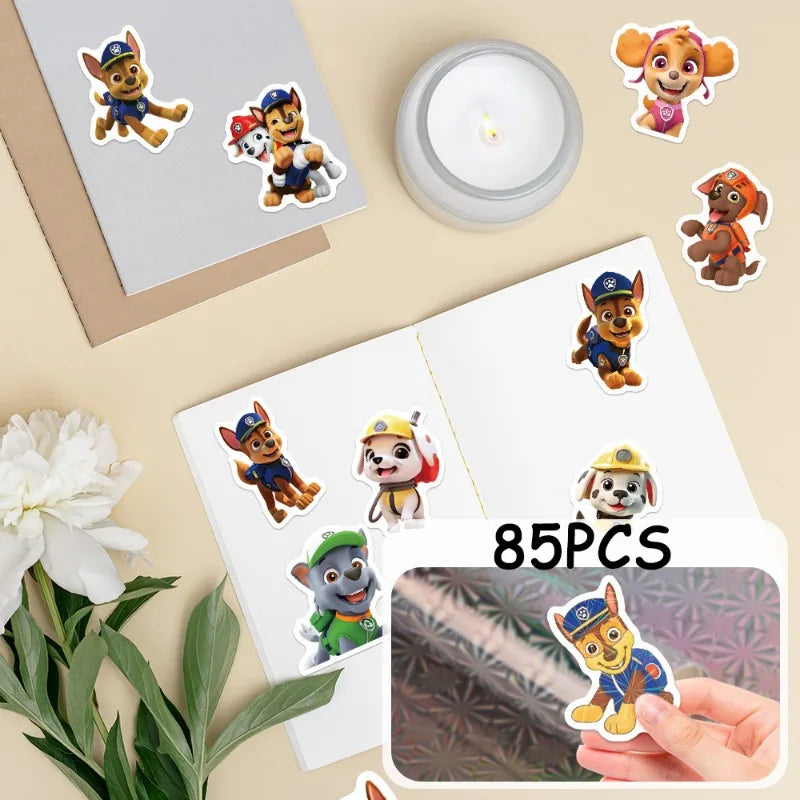 85Pcs Waterproof Paw Patrol Dog Cartoon Stickers Set for Cups & Luggage - Toy Gift
